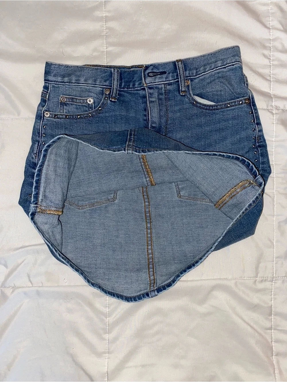 GAP Light Blue Denim Mini Skirt with Side Studs